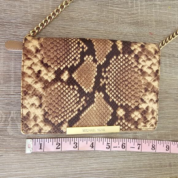 Michael Kors Women's Flap Chain Shoulder Crossbody Bag Python Snakeskin Embossed - Picture 7 of 7